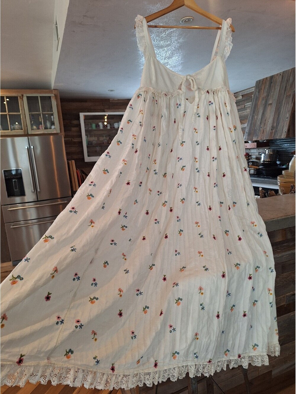 Free People cotton peasant dress. Starlight babydoll, Large. Retail $300, - Picture 3 of 9